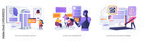 AI for Secure Digital Workflows abstract concept vector illustrations.