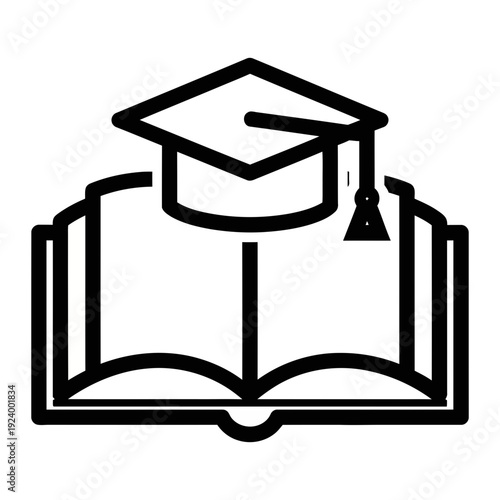 Icon of a graduation cap on an open book