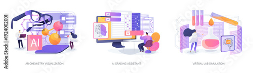 Immersive AI Tools for Learning abstract concept vector illustrations.