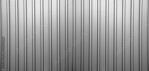 Fényképezés Silver tin iron corrugated wall with horizontal stripes from a metal profile of a metal sheet