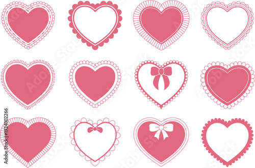 Valentine Heart Frame Icon Set – Romantic Love Border and Decoration Symb