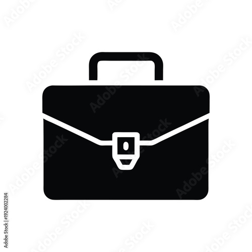 An old black leather briefcase with handle and two side buckles appears simple