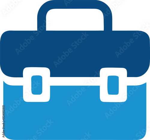 A silhouette of a classic briefcase with handle and two latches is presented