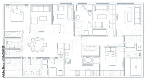 Detailed architectural floor plan showcasing residential apartment layout and design elements.
