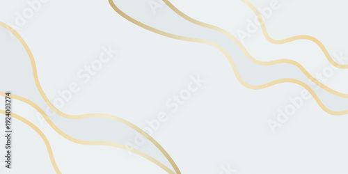 Elegant white-gray luxury background. Abstract wave dynamic wallpaper with gold lines. Template banner background for sales, business, ads, events, web, and pages