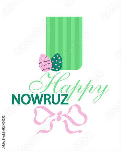 Nowruz celebration, postcard vector illustration