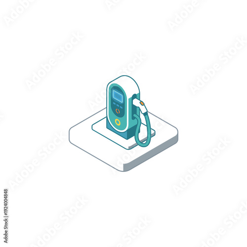 EV Charging Station Isometric Diorama