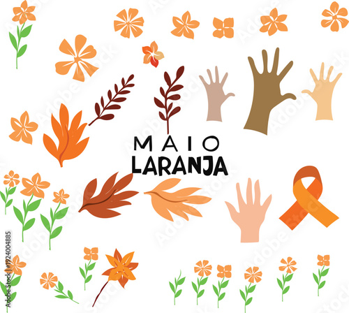 Banner with ribbon logo maio laranja is celebrated every year on 18 may