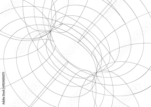 Wave wracked surface. Moving energetic grid structure of fine lines. Simple black and white dynamic vector background