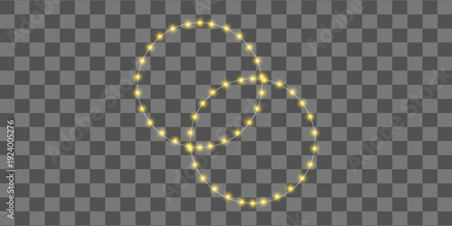 Light frame set. Gold bulb border. Lamp golden circle, square banner. Retro neon wall billboard. Cinema, casino design element. Glitter luxury decoration. Mirror background. Vector illustration.