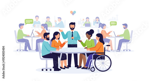 Diverse Business Team Meeting: Collaboration, Inclusion, and Communication in a Modern Office