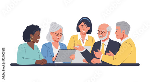 Diverse Multi-Generational Business Team Collaborating in a Professional Meeting, Discussing Ideas & Strategy