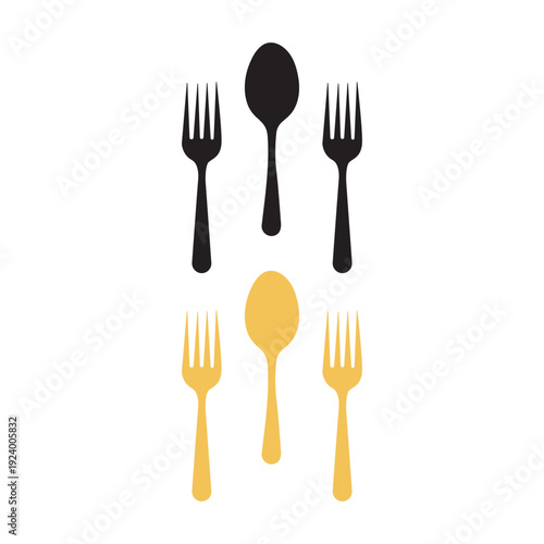 Restaurant Dining Cutlery Spoon and Fork Icon Vector Art Illustration