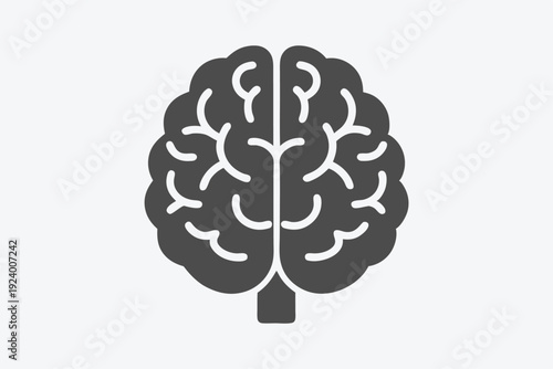 Simplified brain illustration showing lobes and a solid stem set on a white surface