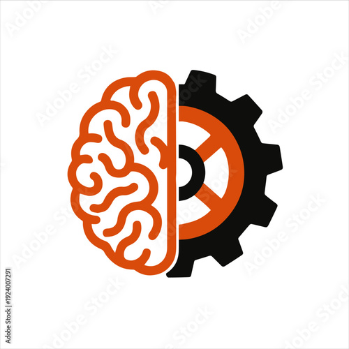 A stylized illustration of a brain merged with a gear on a white background conveys innovation and technology