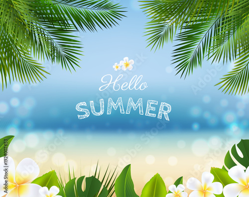 Summer Tropical Palm Leaves Frame