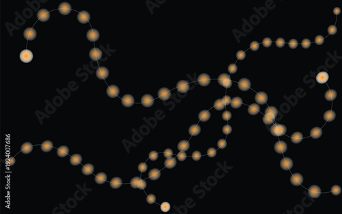Glowing string lights isolated on transparent background with warm and cool tones shining bright in the dark