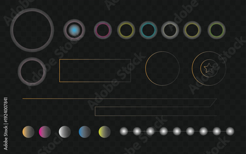 Light spectrum and lens elements isolated on transparent background