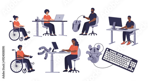 Diverse Workforce Using Adaptive Technology for Accessibility & Inclusion in Modern Work Environment