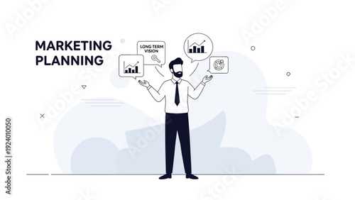 Marketing Planning Strategy Concept - Business Professional Analyzing Growth Charts