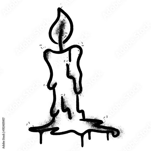 Graffiti Melting Candle Spray Paint Illustration Isolated on White Background.