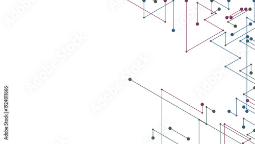 Minimalist white background with digital geometric circuit lines
