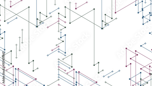 Minimalist white background with digital geometric circuit lines

