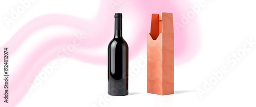 Elegant wine bottle carrier mockup, isolated on white, brown, isolated