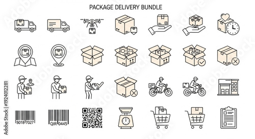 Package Delivery Service Icons Bundle.