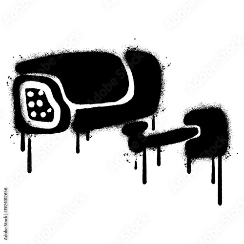 Graffiti Spray Paint CCTV Security Camera Illustration on White Background.