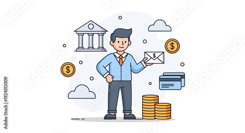 Businessman Managing Financial Transactions and Investments