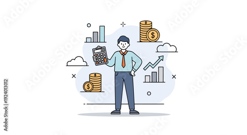 Businessman Analyzing Financial Data and Growth Trends