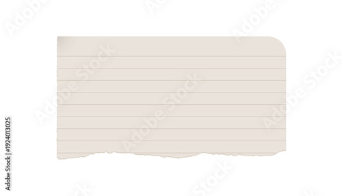 Blank lined paper with torn edges isolated on transparent background