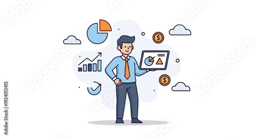 Businessman Analyzing Data and Financial Charts