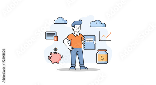 Digital Financial Planning and Data Management Illustration