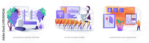 AgriTech Automation Performance abstract concept vector illustrations.