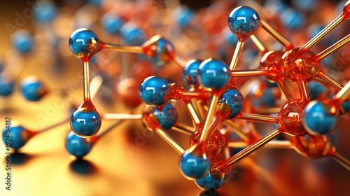 Molecular Structure: Abstract Blue and Gold