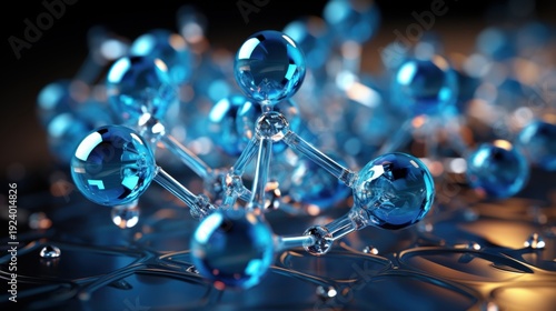 Abstract Blue Molecules Floating in Space