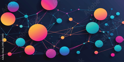 A 3d vector illustration of colorful easter eggs on a black background featuring a global network of molecular structures and chemical DNA patterns for science and technology design