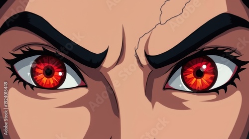 Close up of eyes expressing intense anger 
