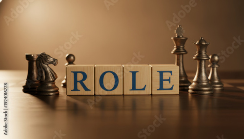 Wallpaper Mural Strategic Role Block Letters with Chess Pieces on Chessboard Torontodigital.ca