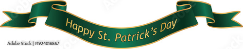 St Patrick’s Day Green Ribbon Banner with Gold Trim for Irish Holiday Sale and Event Promotion