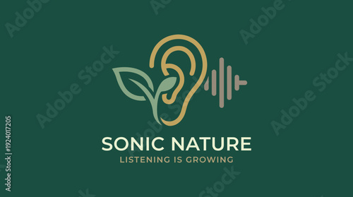 This logo design artistically combines an ear with nature elements, symbolizing the connection between listening and growth in an engaging and innovative manner.
