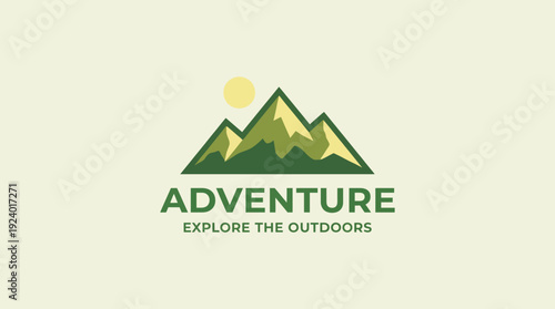A vibrant logo showcasing mountains and a sun, capturing the essence of adventure and outdoor exploration. Perfect for brands related to travel, hiking, and nature.