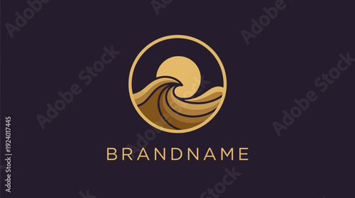 This captivating wave logo design represents fluidity and dynamism, perfect for brands in the surf, marine, or water-themed industries conveying energy and nature's beauty.