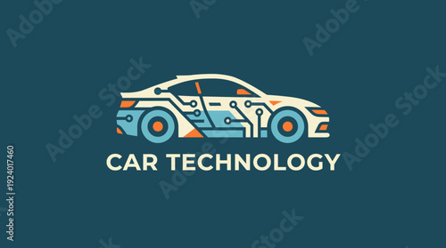 This image features a modern logo design representing car technology, combining automotive and digital elements, perfect for tech-savvy automotive companies and startups.