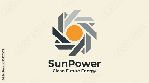 This logo represents SunPower, symbolizing innovative clean energy solutions with solar elements and a vibrant sun, focusing on sustainability and future energy.