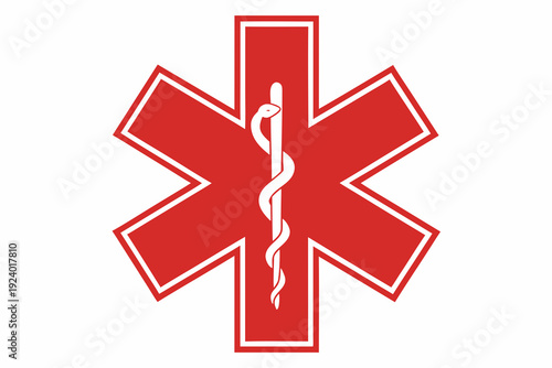 Star of life emblem featuring a caduceus symbol in the center