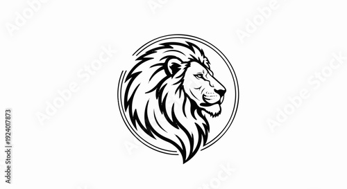 Stylized lion head profile within a circular border