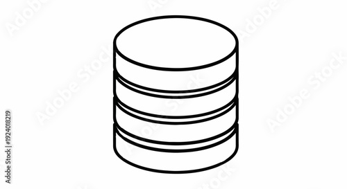 Stylized isometric view of a stack of four identical cylindrical objects